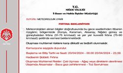 Niğde Valiliği’nden fırtına uyarısı