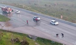 Düşen cam parçaları trafiği durdurdu