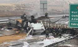 TAG Otoyolu'nda çarpışan 3 tır yandı