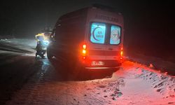 Sağlık ekibi kar yağışı ve tipiye rağmen diyaliz hastası kadını hastaneye ulaştırdı