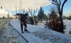 NÖHÜ’de kaldırımdaki karlar temizleniyor