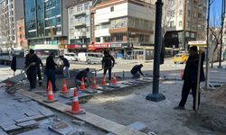Niğde’de Dr. Sami Yağız Caddesi’nde kaldırım düzenlemesi