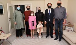 Evde eğitim alan Görkem’e moral ve destek