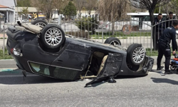 Kontrolden çıkan otomobil takla attı: 2 yaralı