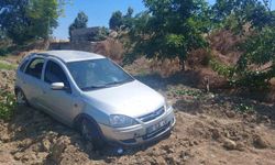 Kontrolden çıkan otomobil meyve bahçesine uçtu