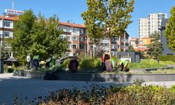 Niğde Belediyesi binası önünde peyzaj çalışması