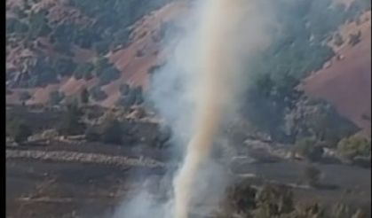 Yangında çıkan hortum görüntülendi