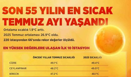 Son 55 yılın en sıcak temmuz ayı yaşandı