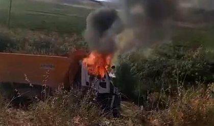 Takla atan kamyonun sürücüsü yanarak hayatını kaybetti