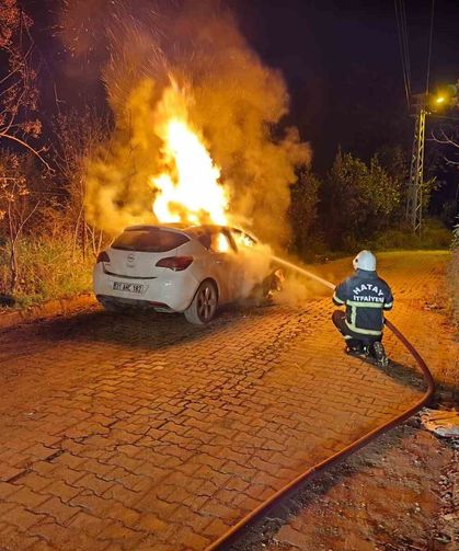 Otomobil alevlere teslim oldu