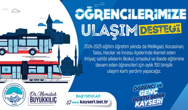 Büyükşehir; öğrencilere ulaşım kartı yardım desteğini sürdürecek