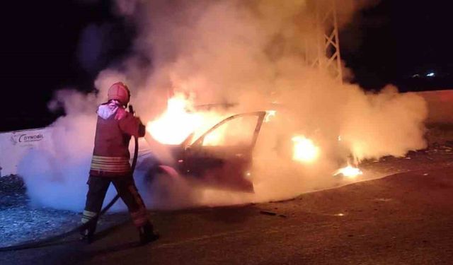 Park halindeki otomobil alevlere teslim oldu