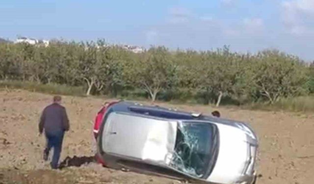 Otomobil tarlaya uçtu, sürücüsü yaralandı