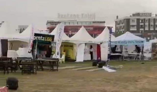 Şiddetli fırtına çadırları uçurdu