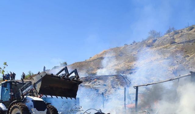 Yangında 13 küçükbaş hayvan telef oldu