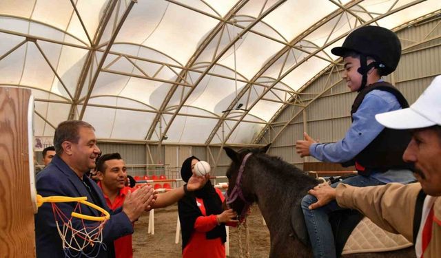 Özel özel ihtiyaç sahibi çocuklara atla terapi