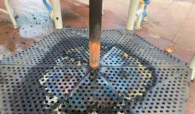 Parkta oynayan çocuklar oyuncağı ateşe verdi