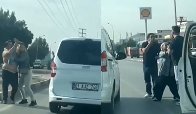 Sürücülerin trafikteki kavgası kamerada
