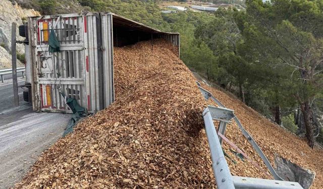 Tır devrildi, sürücü hafif yaralandı