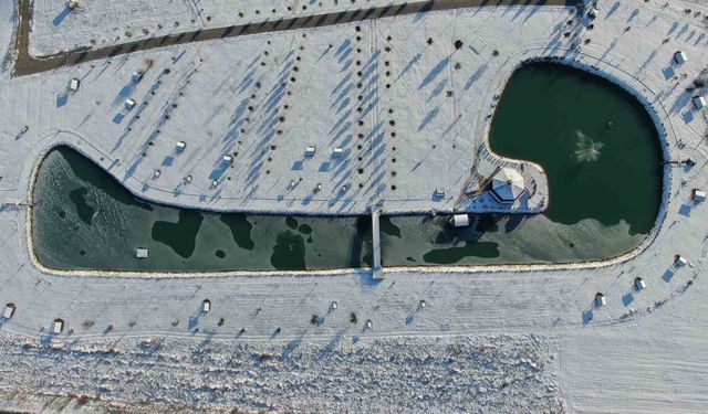 Soğuk hava etkisini gösterdi, ördeklerin olduğu gölet kısmen dondu