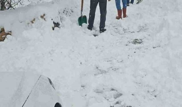 Köylüler kapanan sokaklarını elbirliğiyle açtı