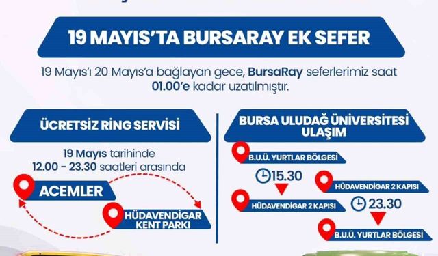 19 Mayıs'ta kent içi ulaşım ücretsiz