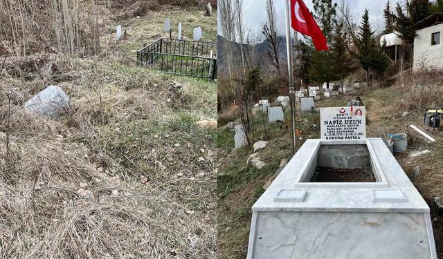 Şehit mezarları yenilenerek bakıma alındı