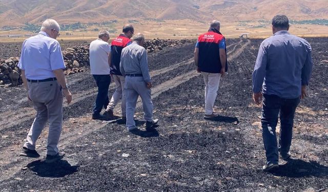 Küle dönen 70 dönümlük ekili alanda hasar tespit çalışmaları