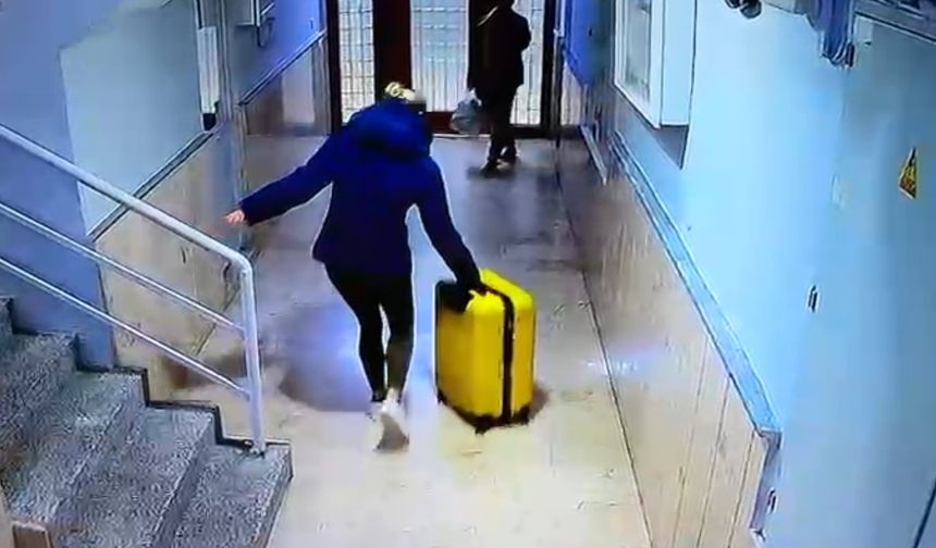 Güllü'nün kızının arkadaşı ile birlikte bavullarla binadan çıktığı anlara ilişkin görüntü ortaya çıktı