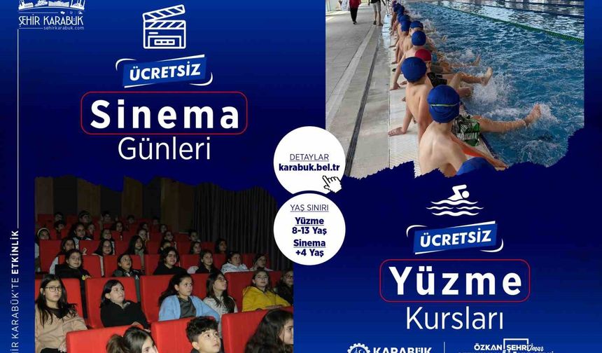 Çocuklara ücretsiz yüzme ve sinema etkinlikleri sürüyor