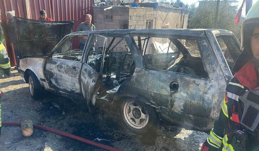 Bakım yapılan araç alev alarak yandı