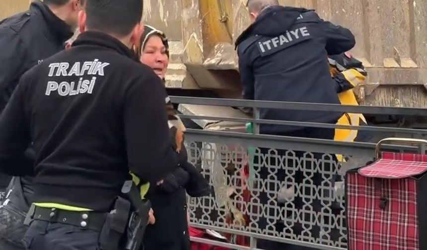 Yaya geçidinde kamyonun çarptığı kadın yaralandı