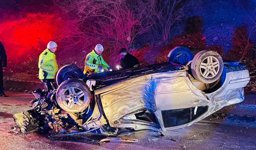 Niğde’de feci kaza otomobil takla attı