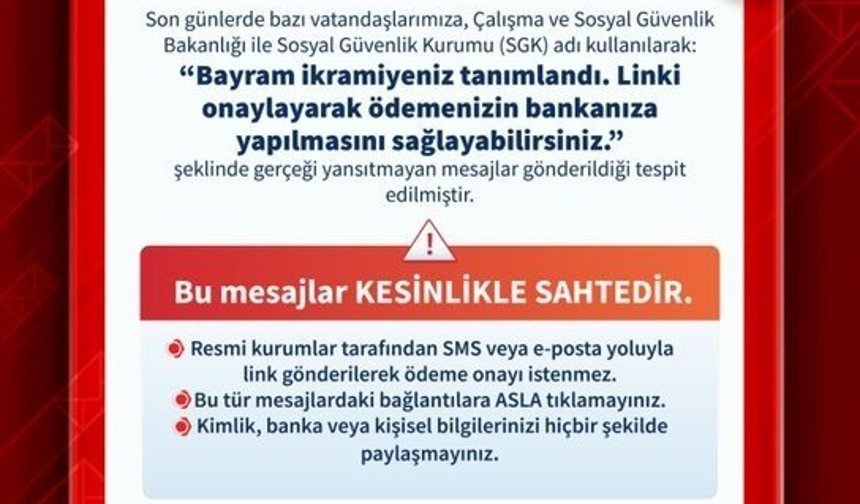 SGK'dan sahte mesajlar için uyarı