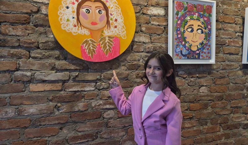 Henüz 9 yaşında ilk kişisel sergisini sanatseverler ile buluşturdu