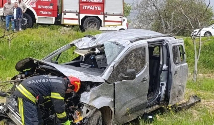 Kontrolden çıkan otomobil tarlaya girdi; 4 yaralı