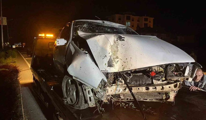 Otomobil aydınlatma direğini devirdi: 1 yaralı