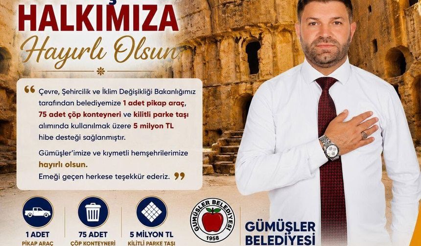 Gümüşler Belediyesi'ne bakanlıktan büyük hibe desteği