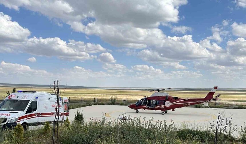 Kalp krizi geçiren hasta ambulans helikopter ile Konya'ya sevk edildi
