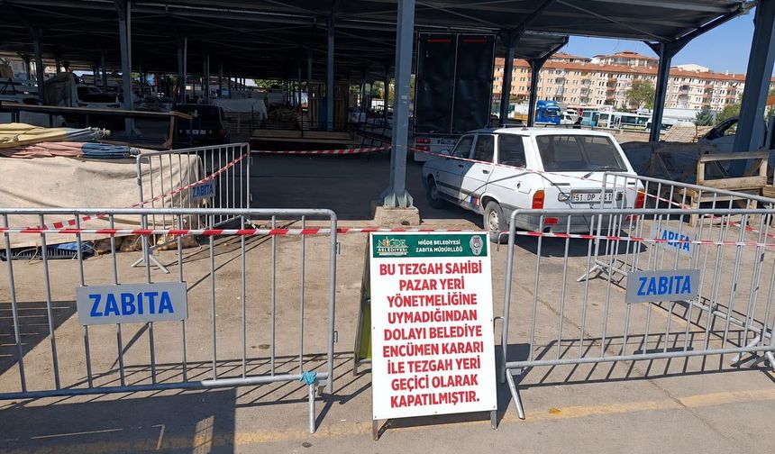 Niğde Pazartesi Pazarında kurallara uymayan tezgaha kapatma