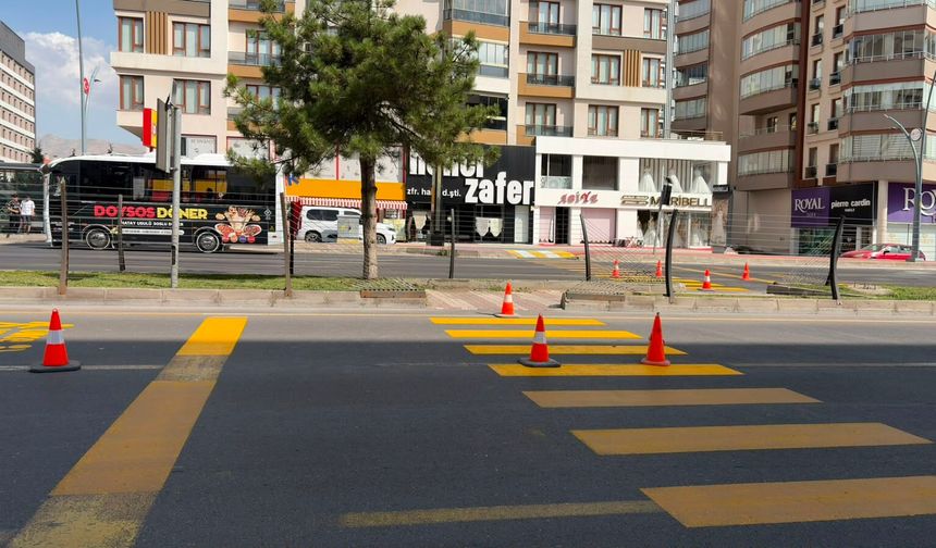 Bor yolundaki yaya geçitleri yenilendi