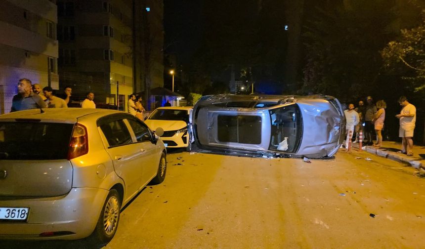 Takla atan araç park halindeki 4 araca çarptı
