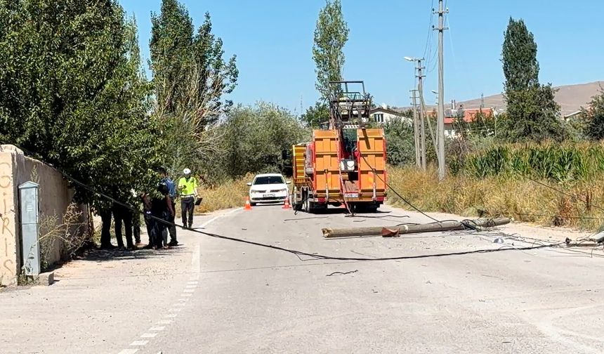 Niğde'de kamyonet elektrik direklerini devirdi