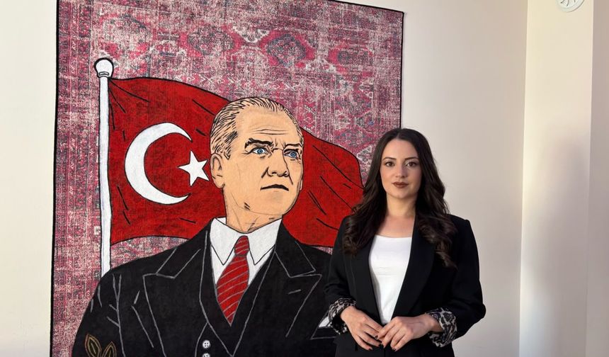 Niğde'de genç yetenek Atatürk portresini halıya resmetti